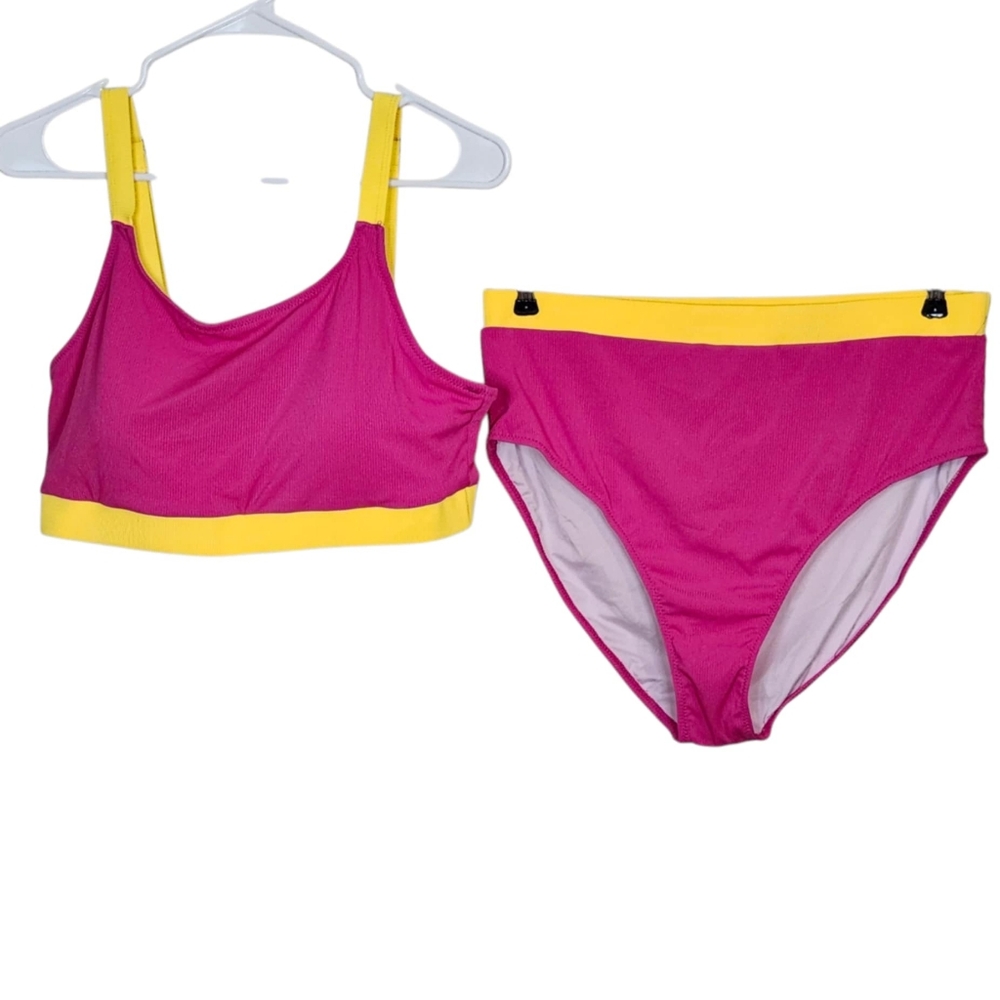 Pink & Yellow Sporty Bikini XXL